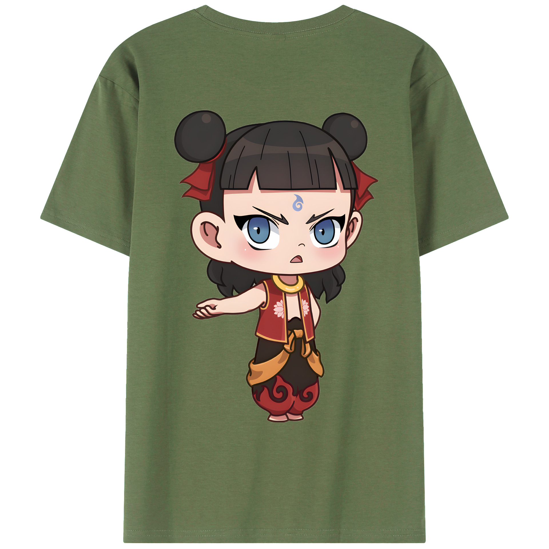 （画像用） Ne Zha 2 ナタ 魔童の大暴れ 綿100％ メンズ半袖Tシャツ（バックプリント） 通気性